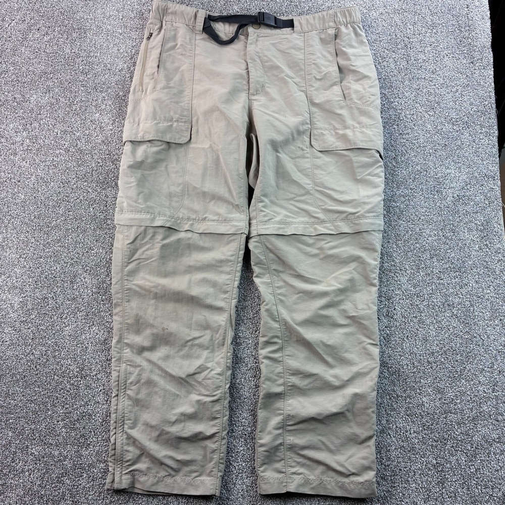 The North Face Cargo Pants Mens XL Tan Nylon Convertible Hiking Utility Travel